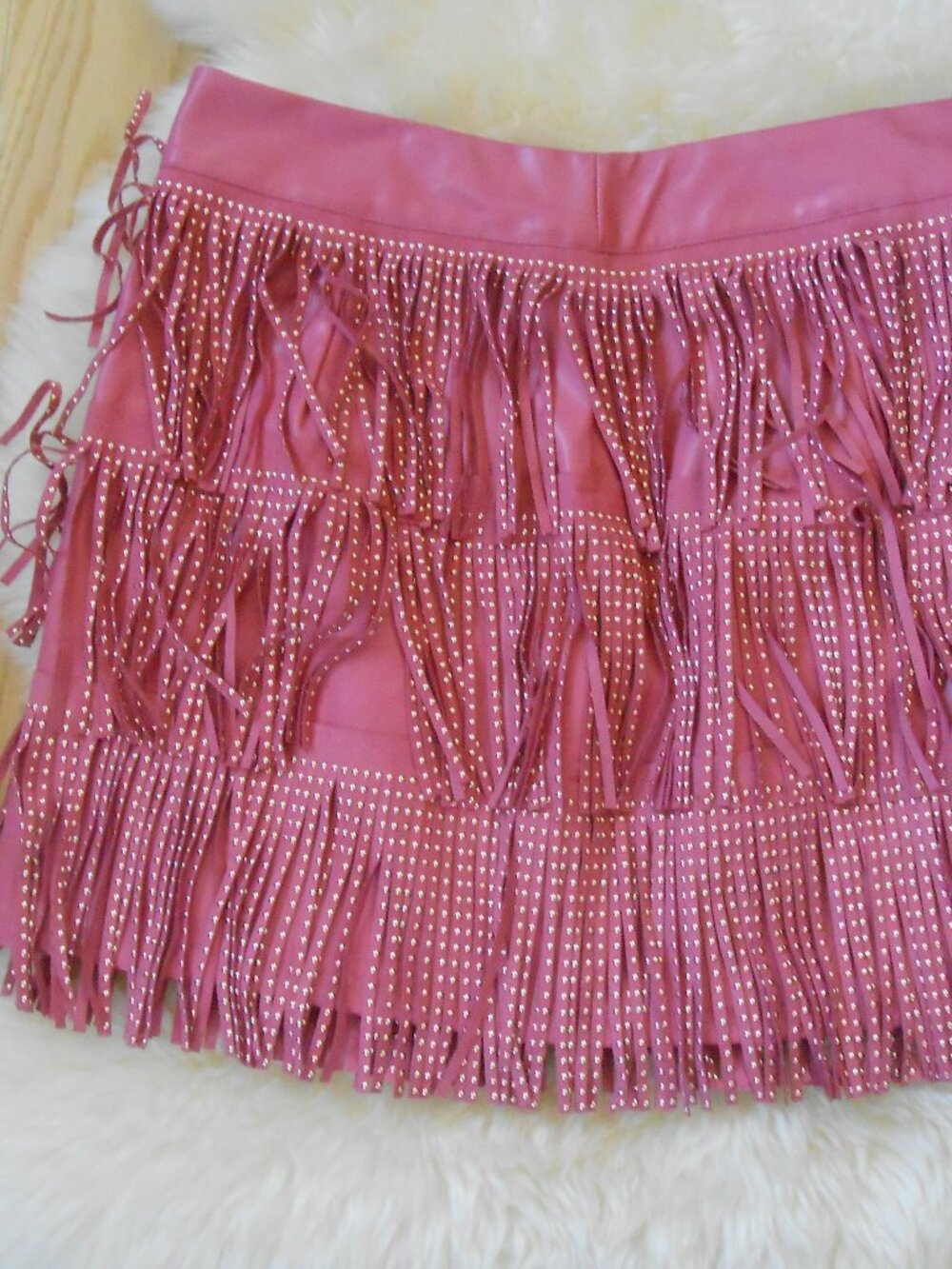 BLUE B RHINESTONE FRINGE MINI SKIRT-FROM BUCKLE-SIZE L-PINK!